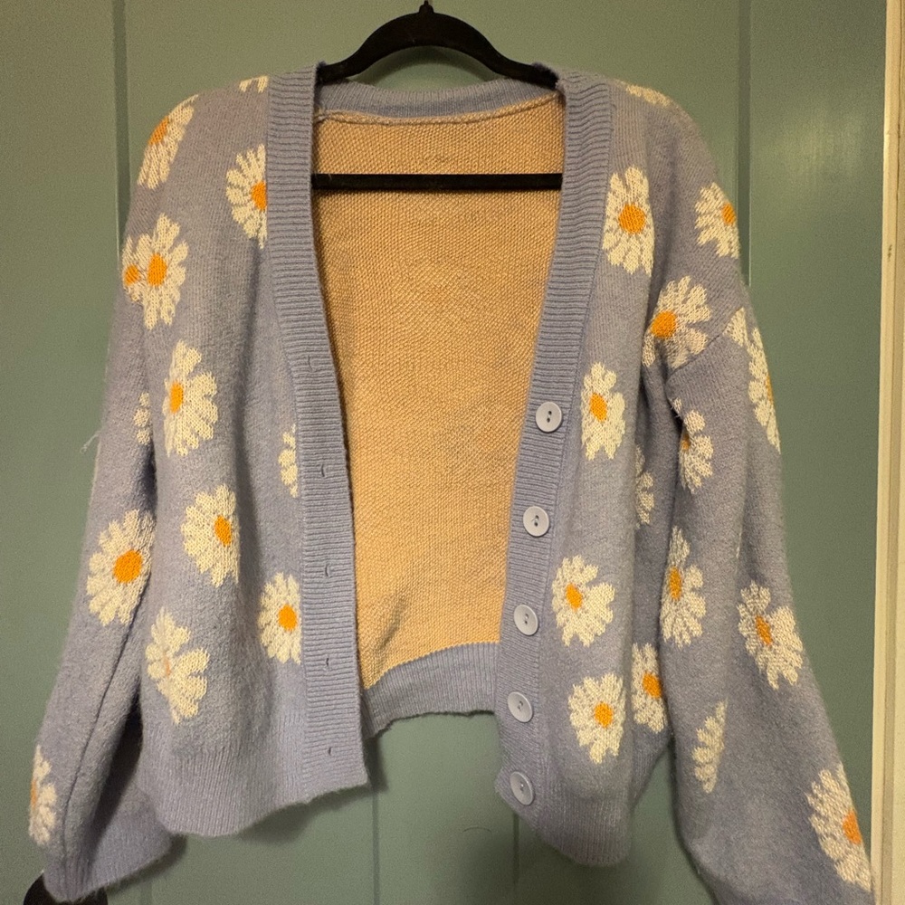 SHEIN Blue Floral Cardigan